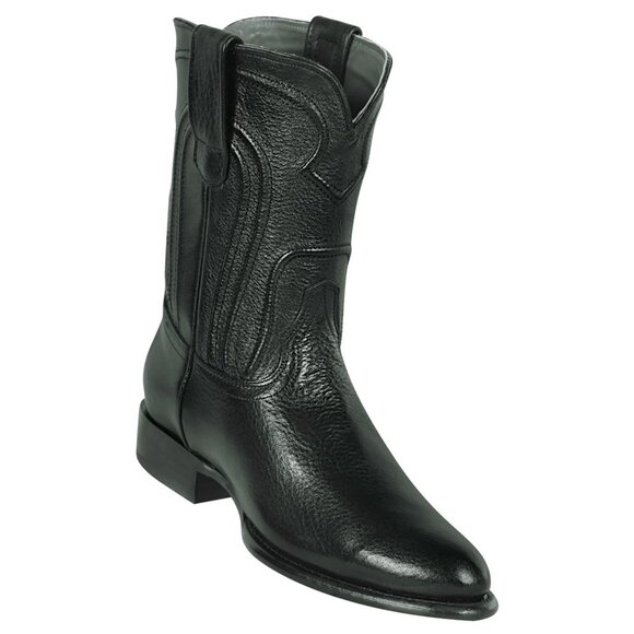 Los Altos Mens Belmont Black Leather Roper Round Toe Boot - Picture 1 of 1
